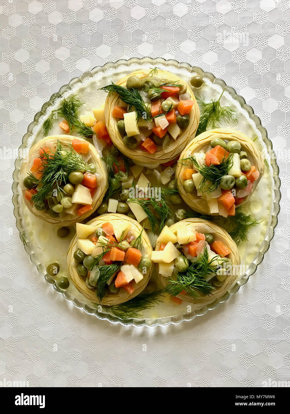 Turkish Food Homemade Artichokes with Green Peas, Carrot, Potatoes and