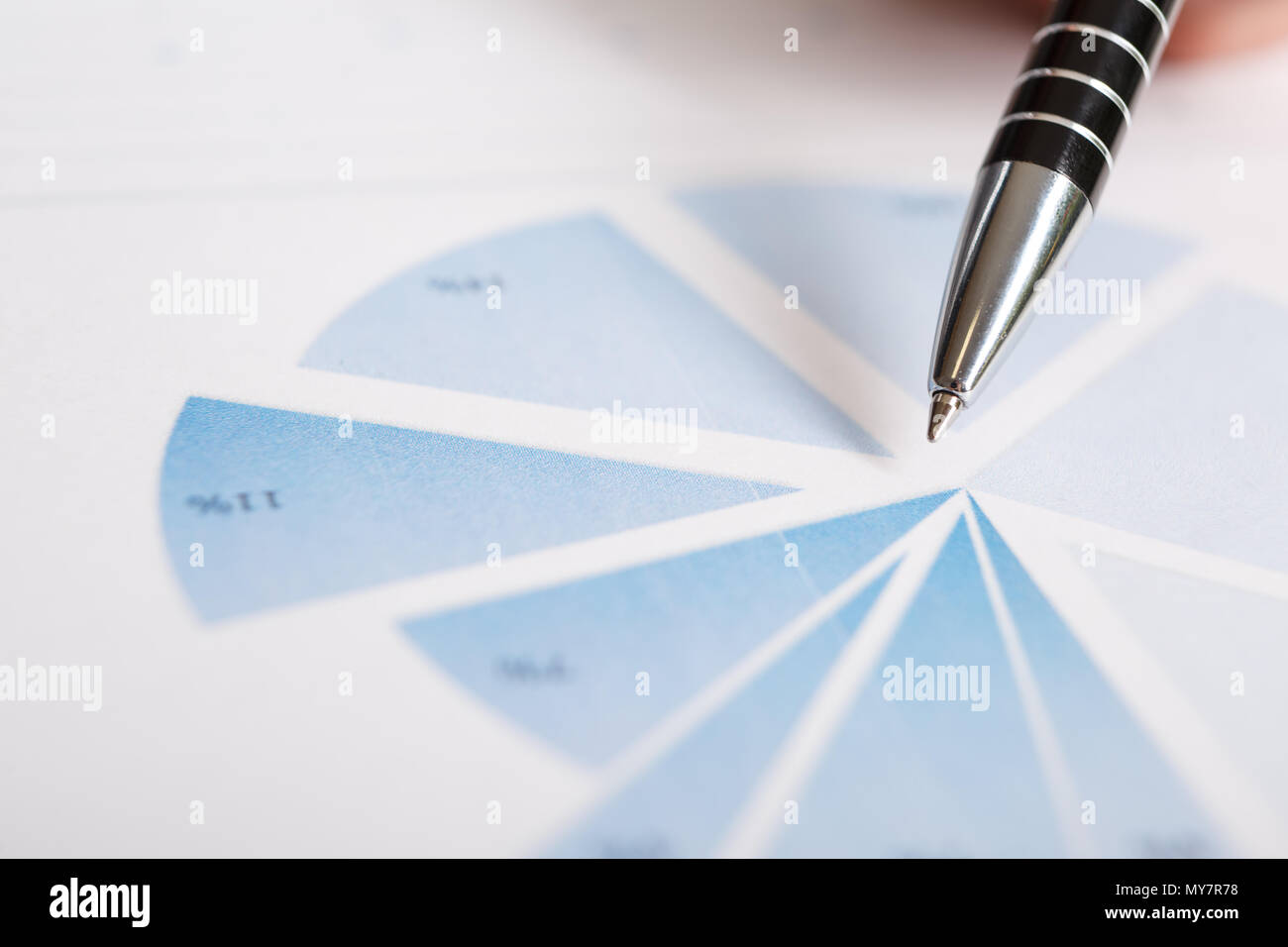 Pen on graph. Macro image.Financial data analysis concept Stock Photo