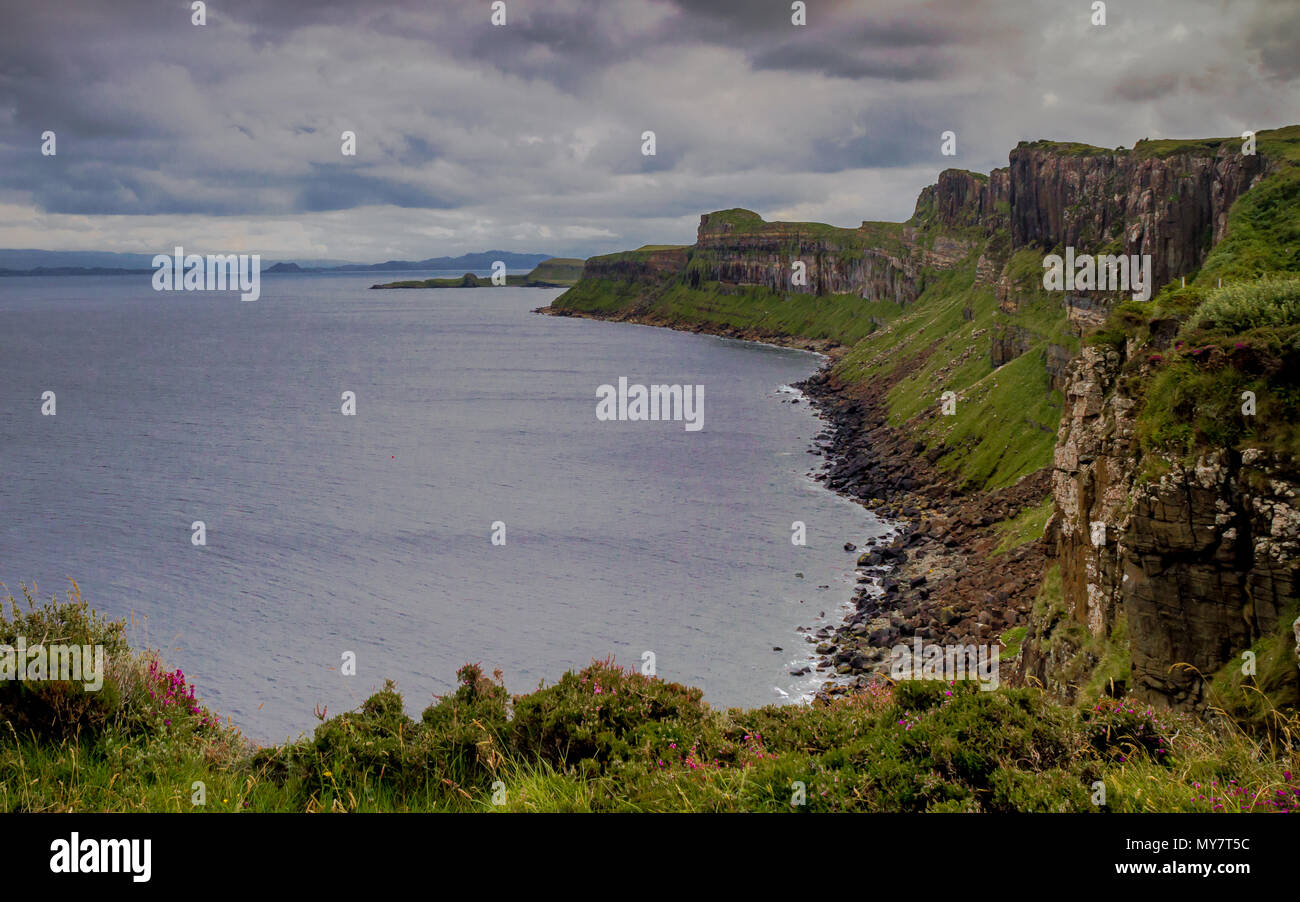 Scenic cliffs near Kilt Rock on the Trotternish Peninsula, Isle of Skye ...