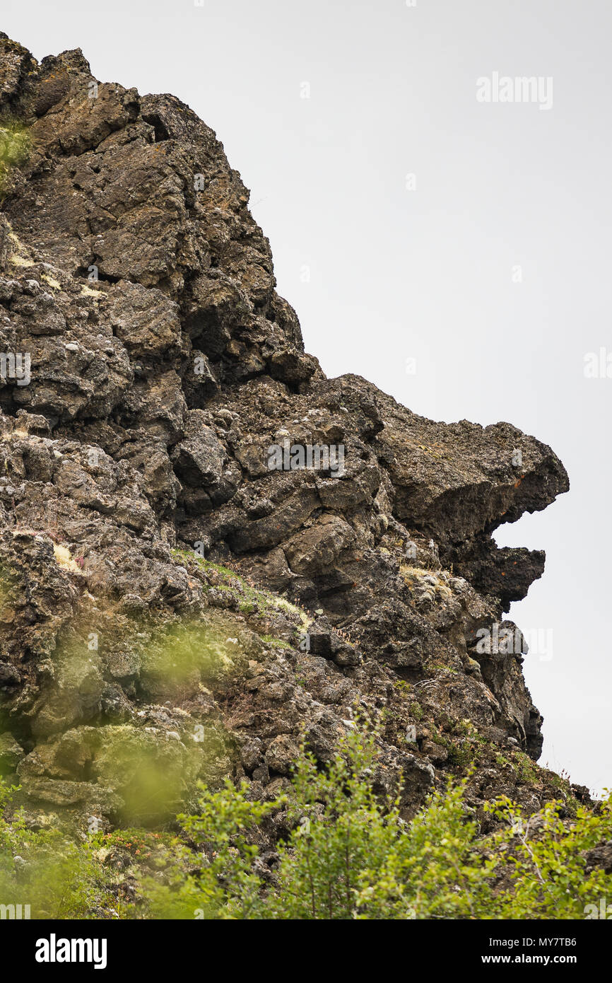 lava stone that looks like a troll face at dimmuborgir myvatn area on iceland Stock Photo
