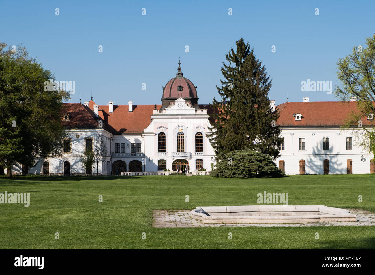 GODOLLO, HUNGARY - APRIL 22, 2018: The Royal Palace in Godollo was the favorite summer home of Habsburg princess Elizabeth and her husband Franz Josep Stock Photo