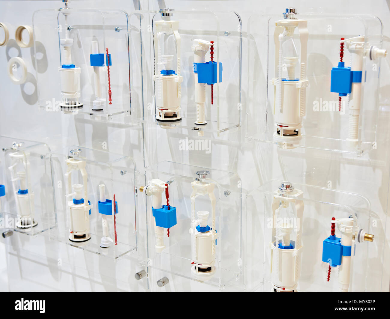 Plastic mechanism of toilet flush cisterns Stock Photo Alamy