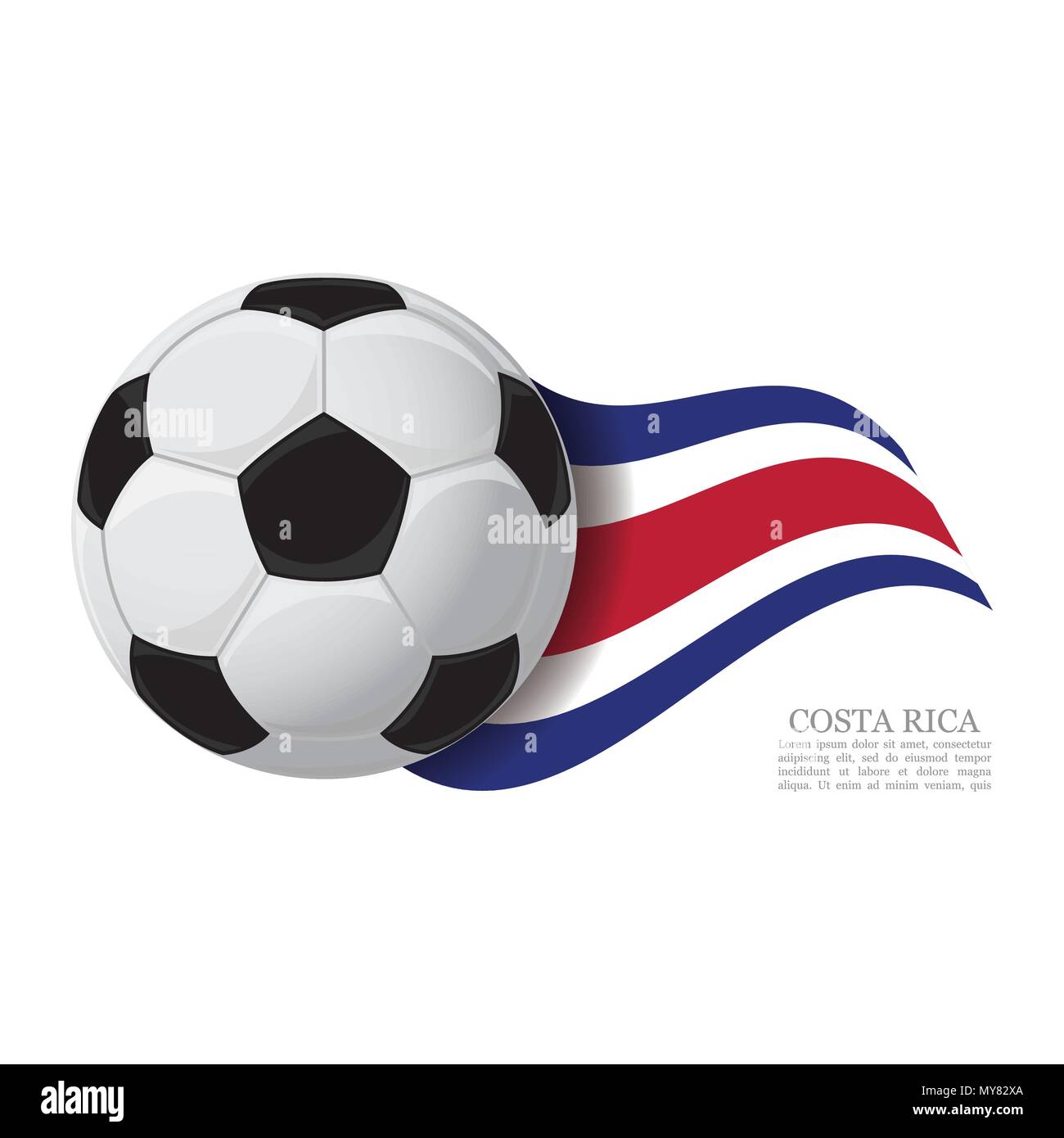 Costa Rica waving flag with a soccer ball. Football team support concept Stock Vector Image