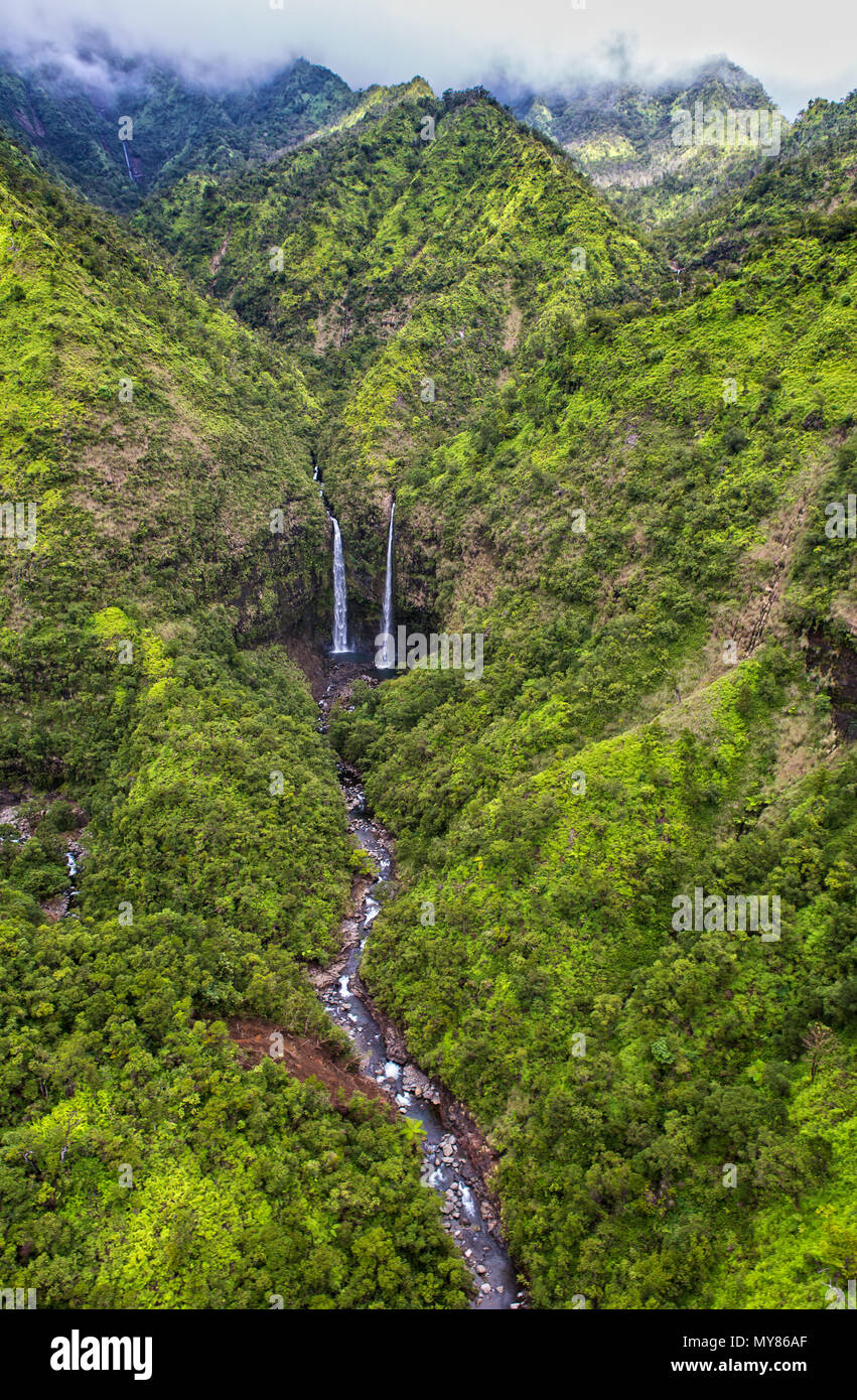 Aerial View over Kauai, Hawaii Stock Photo