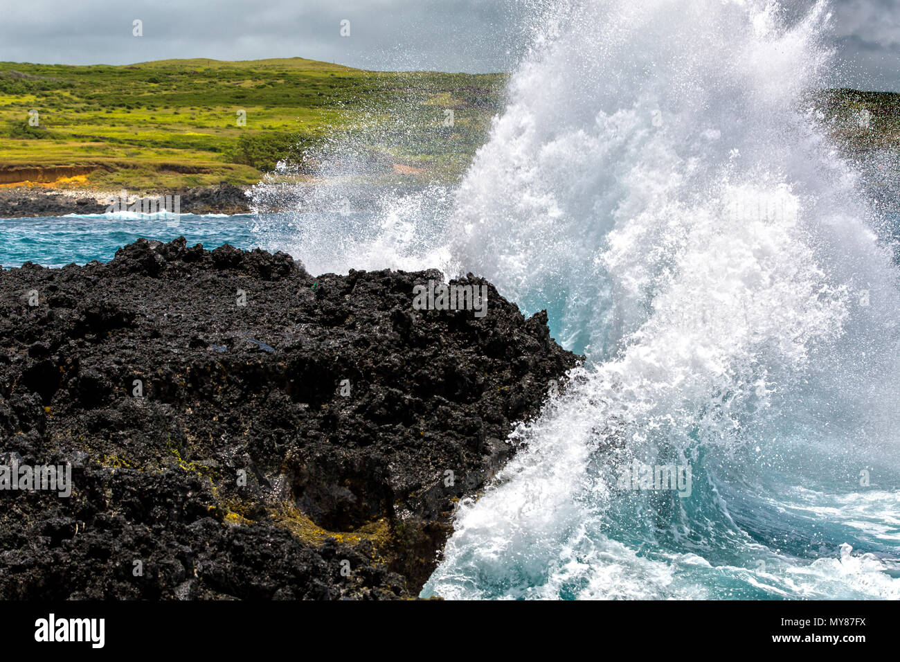 Cliff at South Point in Big Island, Hawaii Stock Photo