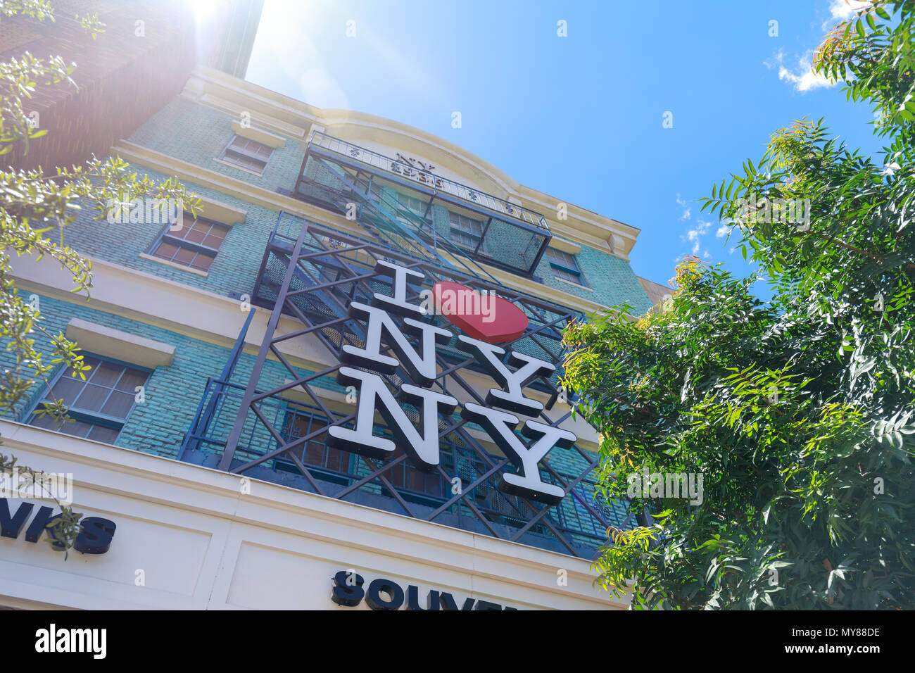 Las Vegas, Nevada - May 28, 2018 : I heart NY sign, New York-New York Hotel and Casino, Las Vegas Strip in Paradise, Nevada, United States Stock Photo