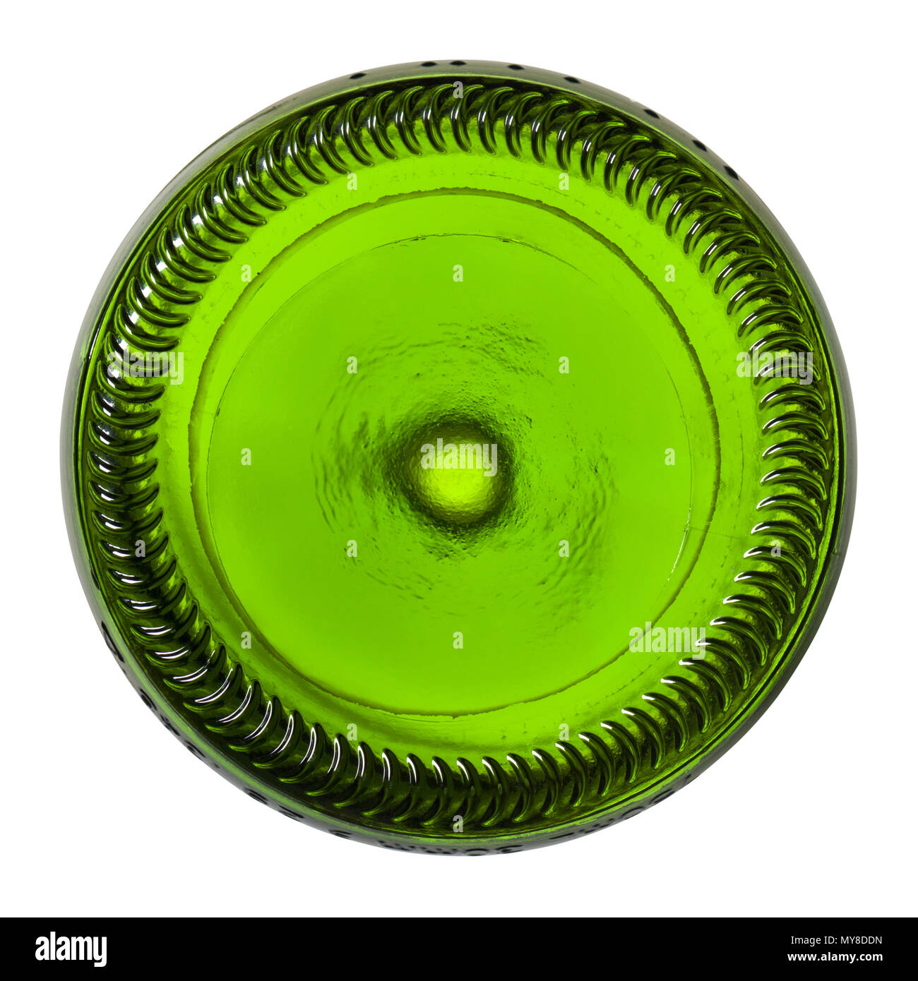 The bottom of empty bottles isolated on white background Stock Photo