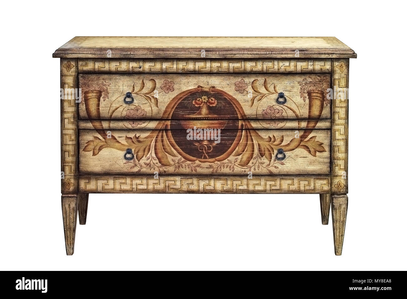 Dresser With Decorative Painting Isolated On White Background