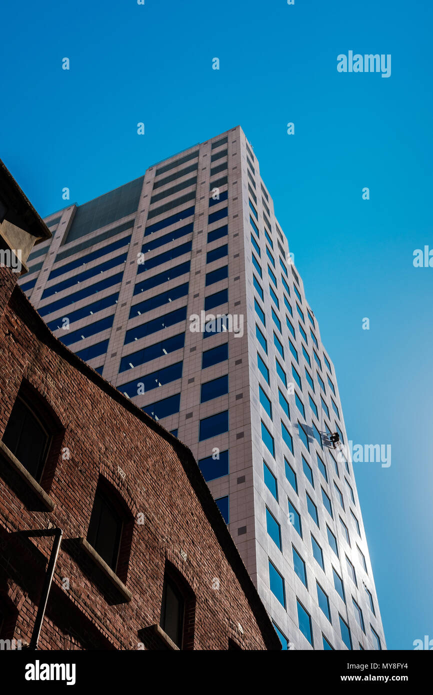 High access office building windows cleaning Stock Photo