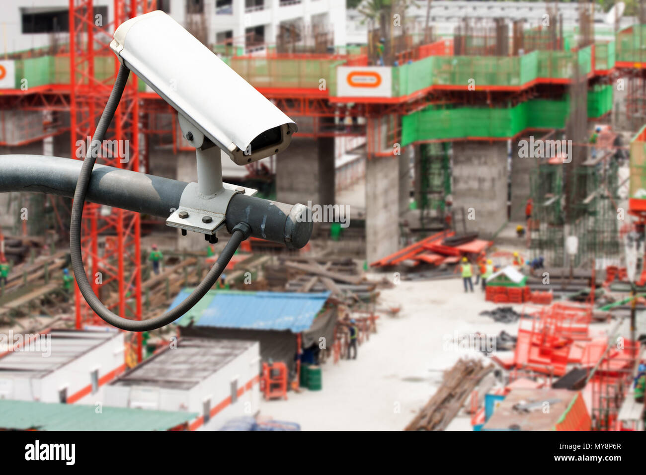 CCTV or surveillance operating over construction site Stock Photo Alamy