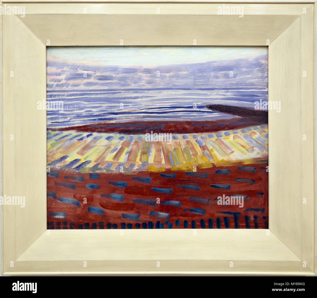 . The sea after sunset .  English: Paintings by Piet Mondriaan in the Gemeentemuseum Den Haag, or seen there during Exhibition in 2017 . 1909 ; 2017-03-14 13:03:50. Sailko 422 Piet mondrian, il mare dopo il tramonto, 1909 Stock Photo