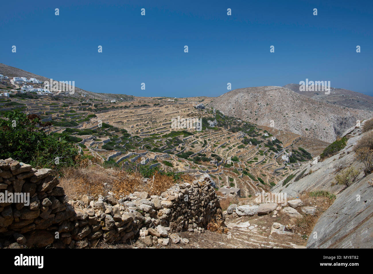 Greek Mountains Cyclades Island Stock Photo