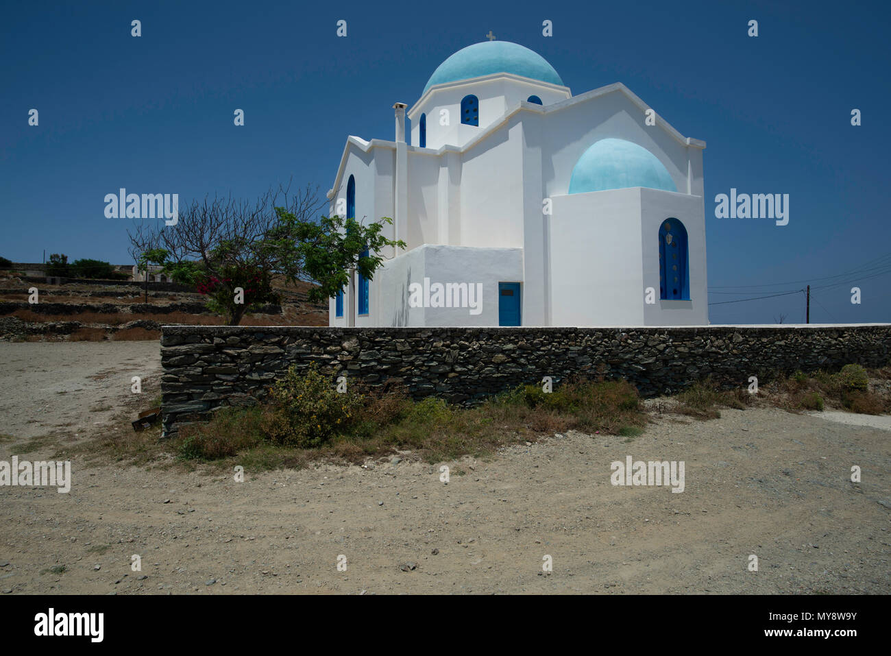 Greek Church  Cyclades Islands Stock Photo