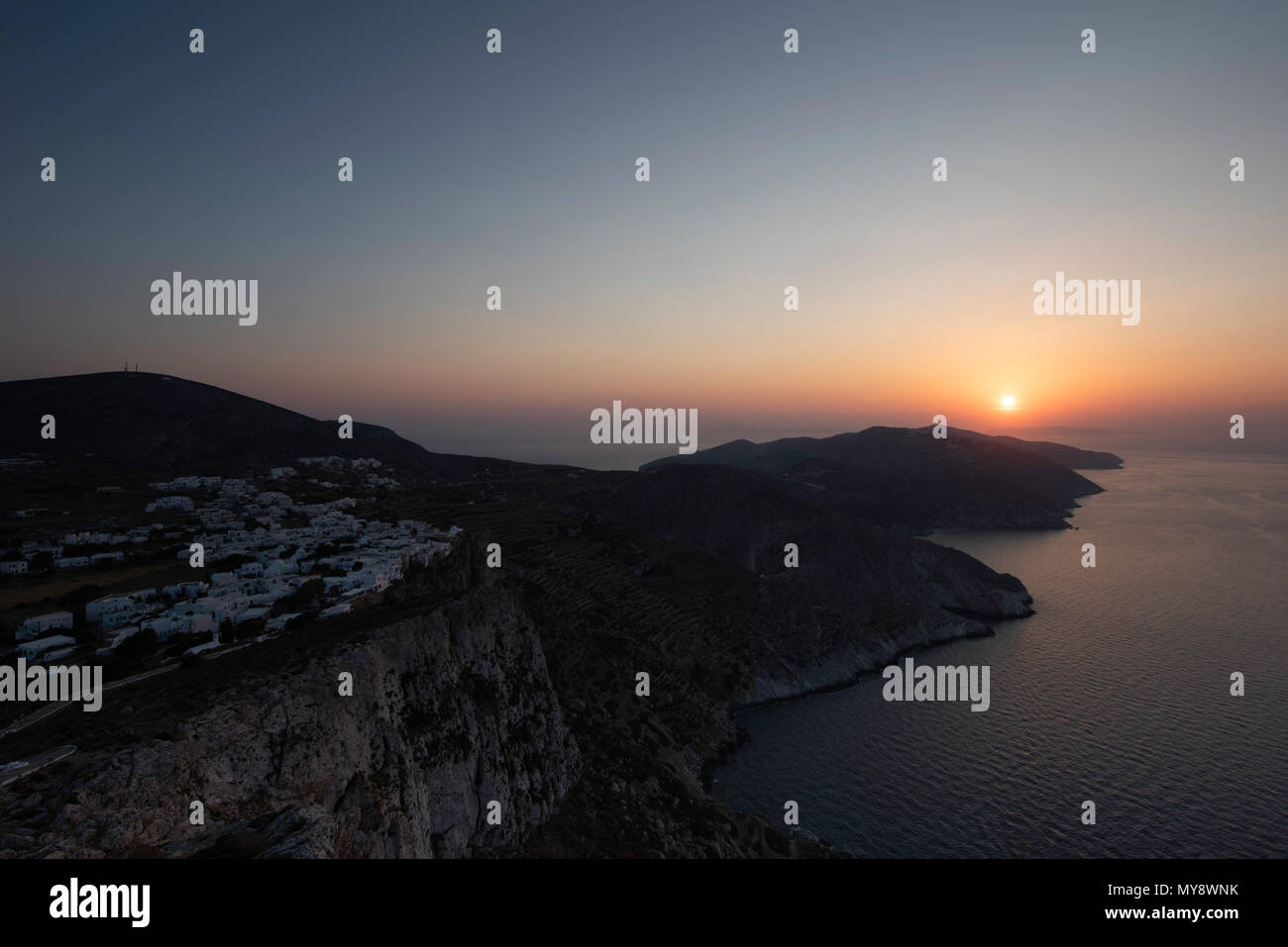 Folegandros Sunset Stock Photo