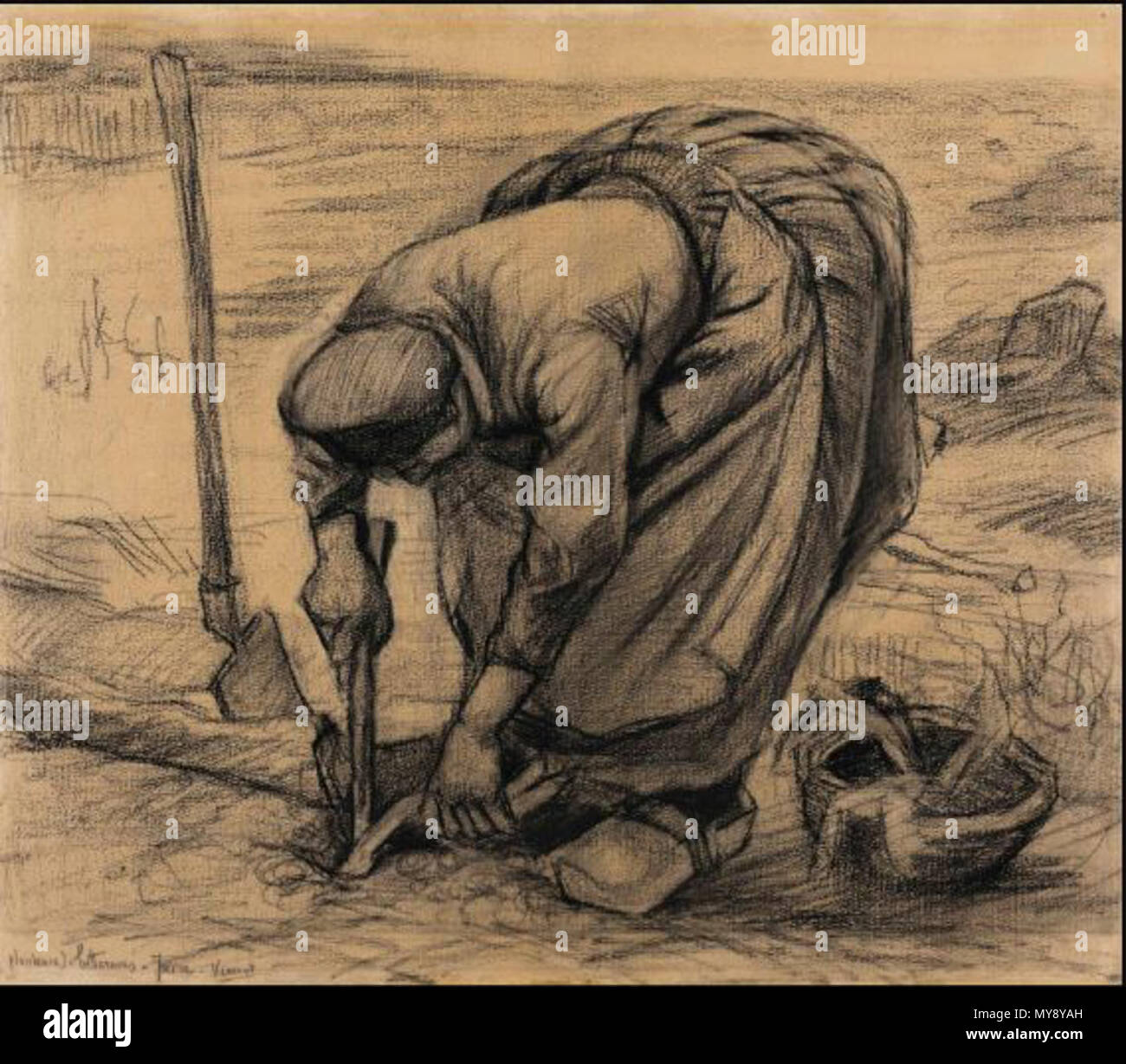 .  Français : Planteuse de betteraves . Drawn in Nuenen, June 1885 426 Planteuse de betteraves Stock Photo