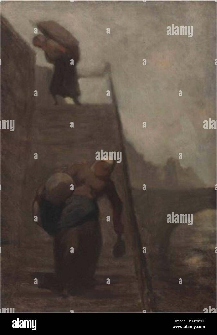 321 Les laveuses du quai d'Anjou (Les blanchisseuses—Les laveuses sur l'escalier) Stock Photo