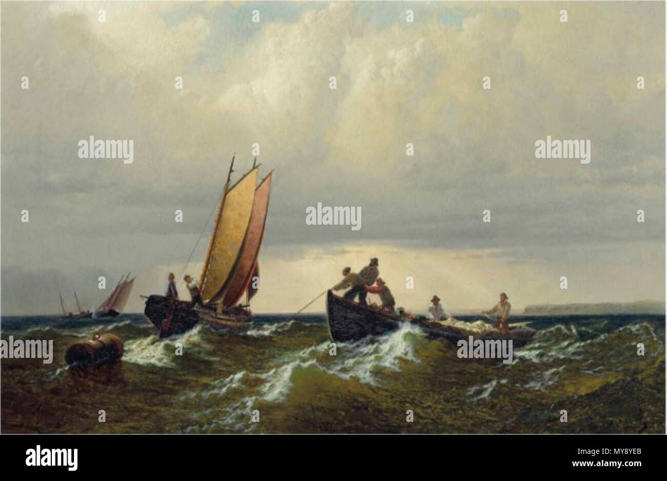 . Fishermen on the Bay of Fundy . Painted in 1861. 181 Fishermen on the Bay of Fundy Stock Photo