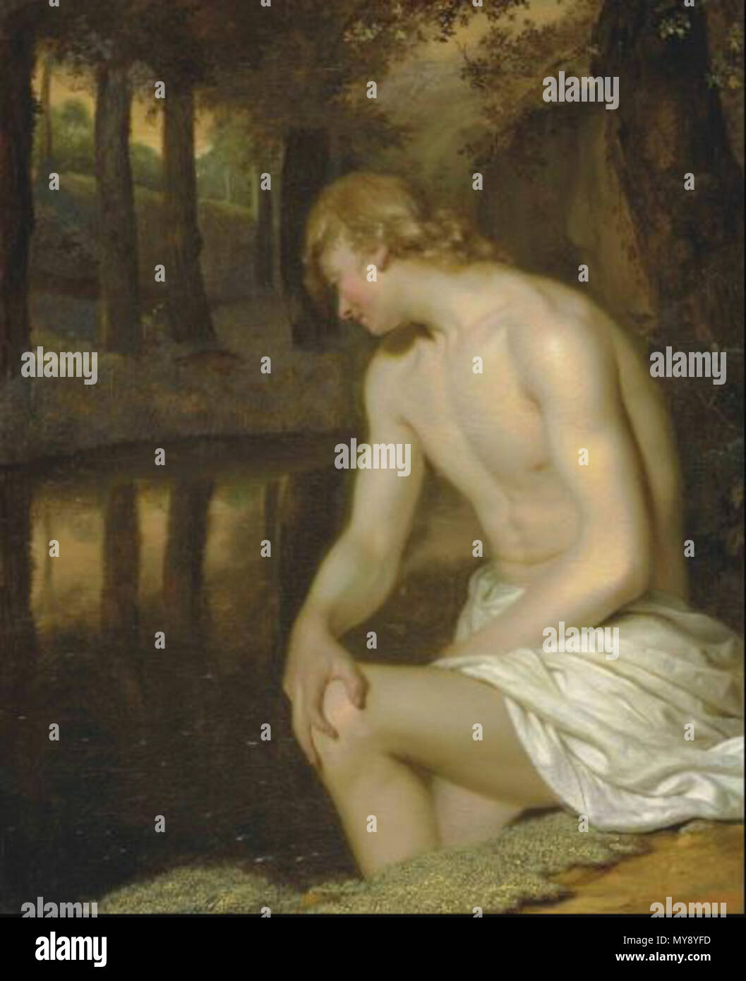 . Narcissus gazing at his own reflection 382 Narcissus gazing at his own reflection Stock Photo