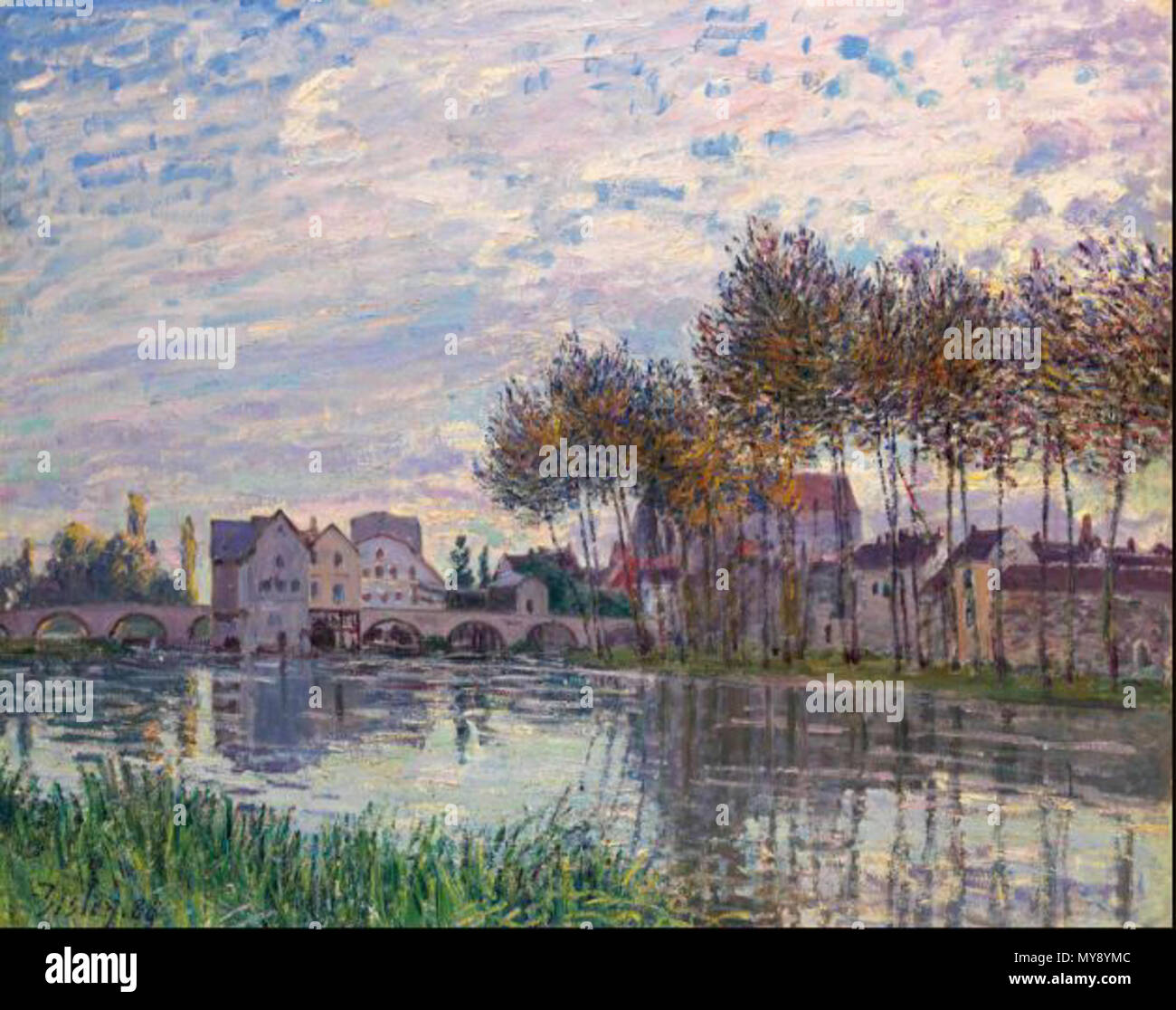 .  Français : Moret au coucher du soleil, octobre . Painted in Moret-sur-Loing in October 1888 370 Moret au coucher du soleil, octobre Stock Photo