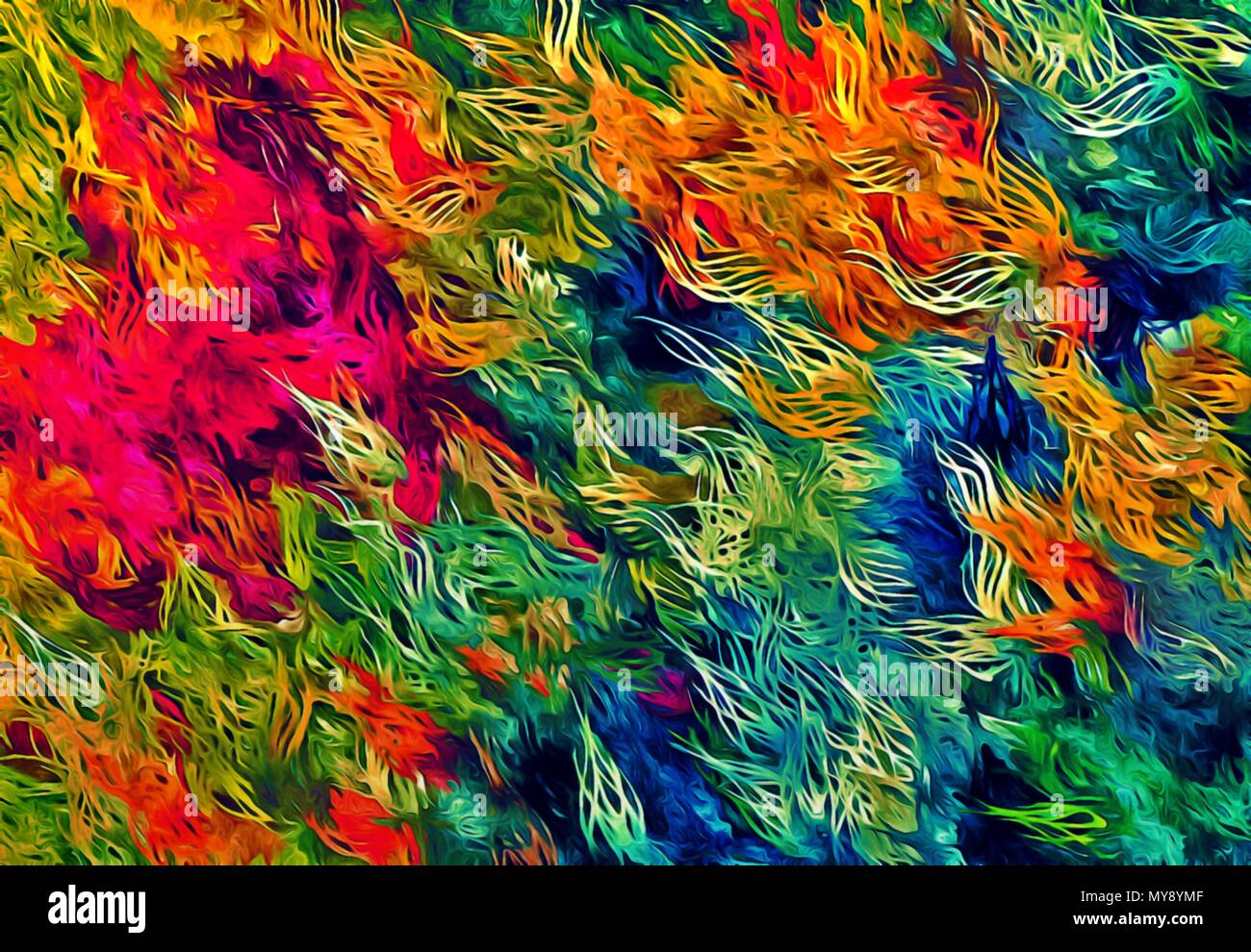abstract psychedelic background from color paints of chaotic paint
