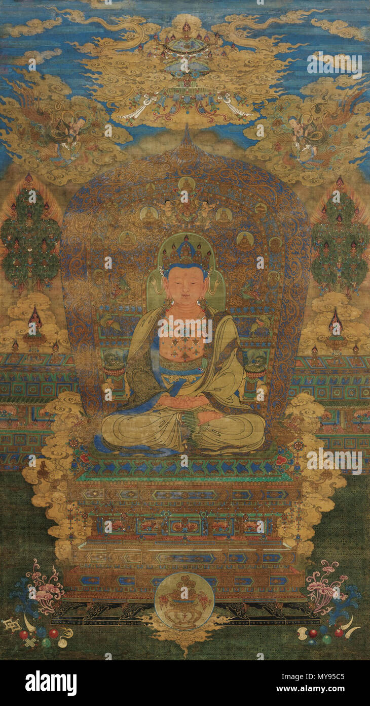 . English: A VERY RARE PAINTING OF A BUDDHA. CHINA, MING DYNASTY, 15TH CENTURY. (144.1 by 81.9 cm) Sotheby's . 8 September 2013, 14:17:57. anonymus 19 A VERY RARE PAINTING OF A BUDDHA. CHINA, MING DYNASTY, 15TH CENTURY. Sotheby's Stock Photo
