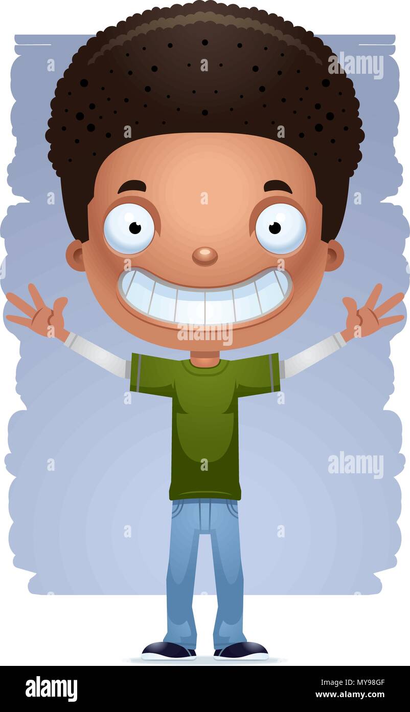 A cartoon illustration of a teenage boy looking happy Stock Vector ...