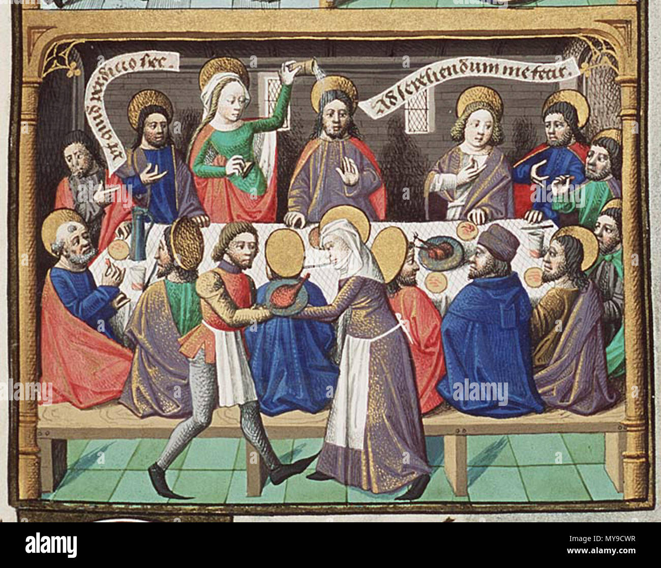 . Anointing of Jesus/ From Augustine's 'La Cite de Dieu', book I-X . circa 1475-80. MAОTRE Franзois 42 Anointing La Cite de Dieu Stock Photo