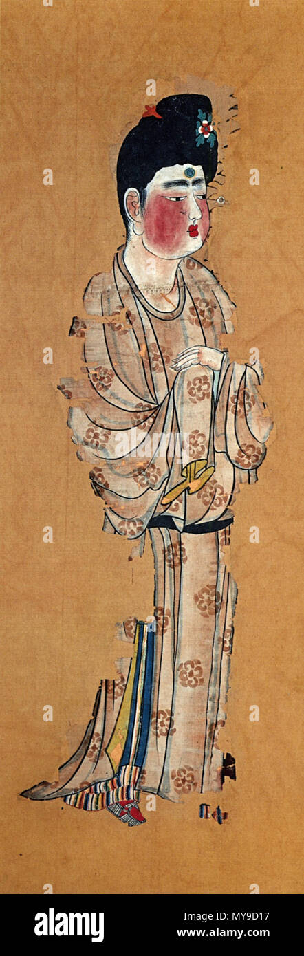 English Servant 中文 繁體 侍女圖 Mid 8th Century 43 Anonymous Astana Graves Servant Girl1 Stock Photo Alamy