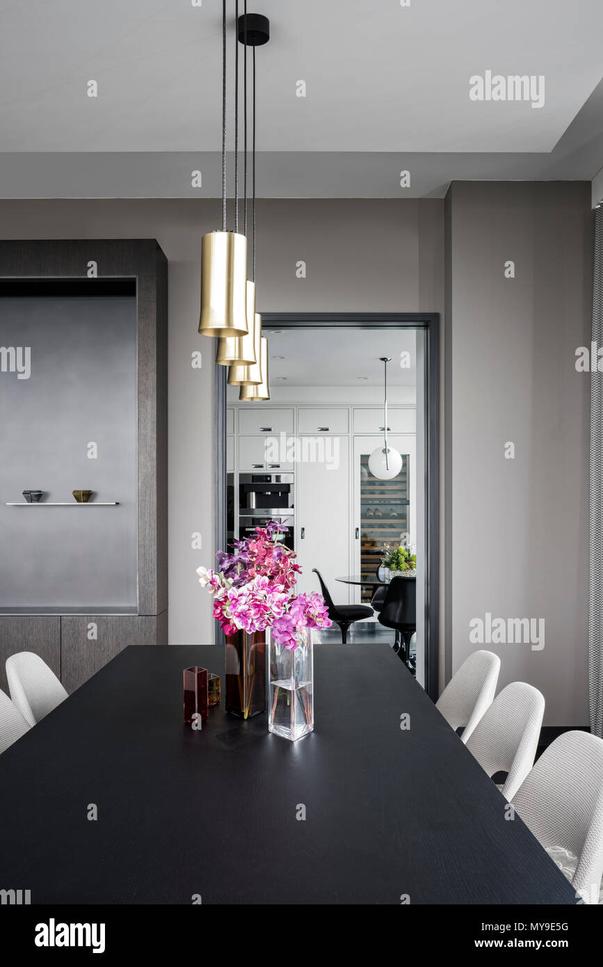 'Dining room in modern apartment in New York City, USA' Stock Photo