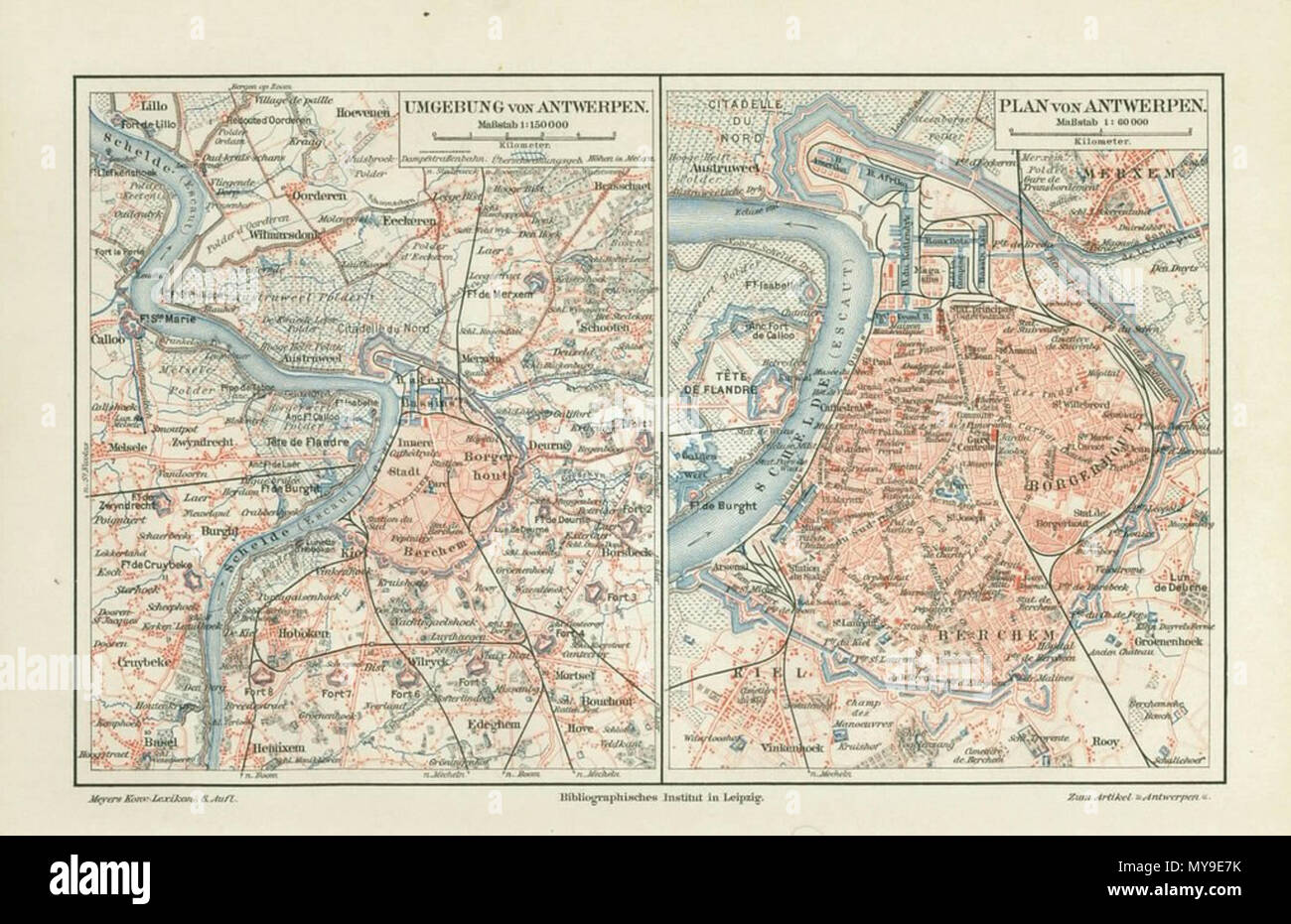 . English: Antwerp, Belgium ; map 1906 . Unknown 45 Antwerp, map 1906 Stock Photo