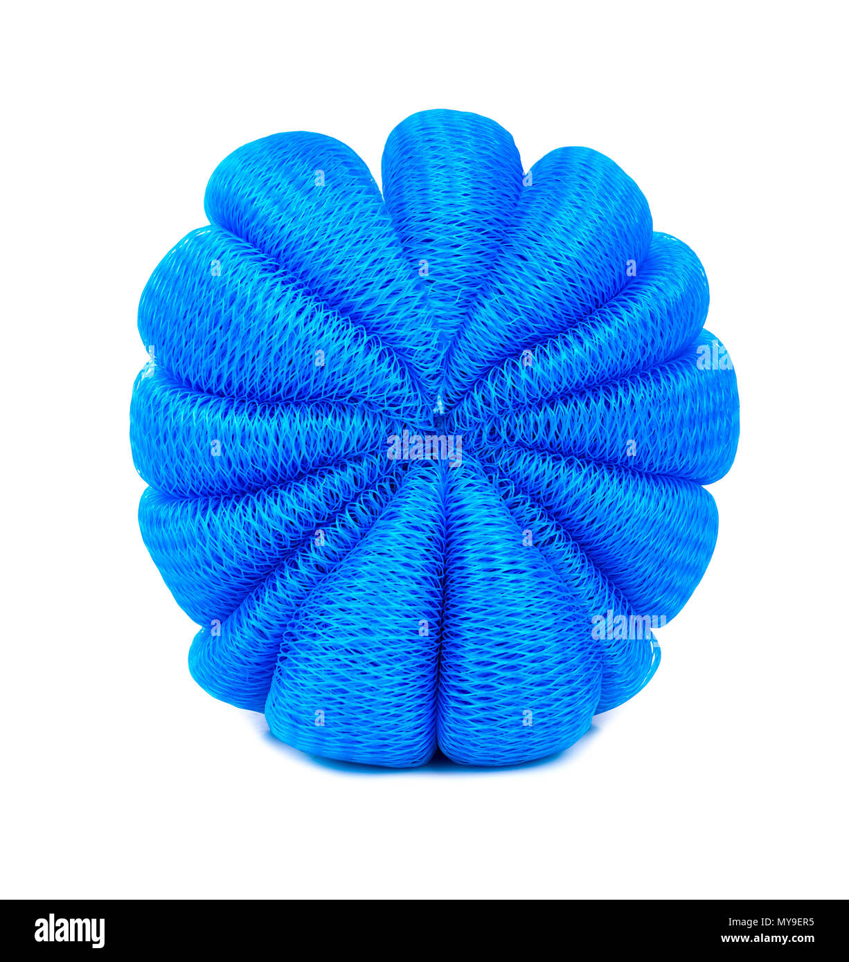 Blue sponge and shower isolated on a white background Stock Photo Alamy