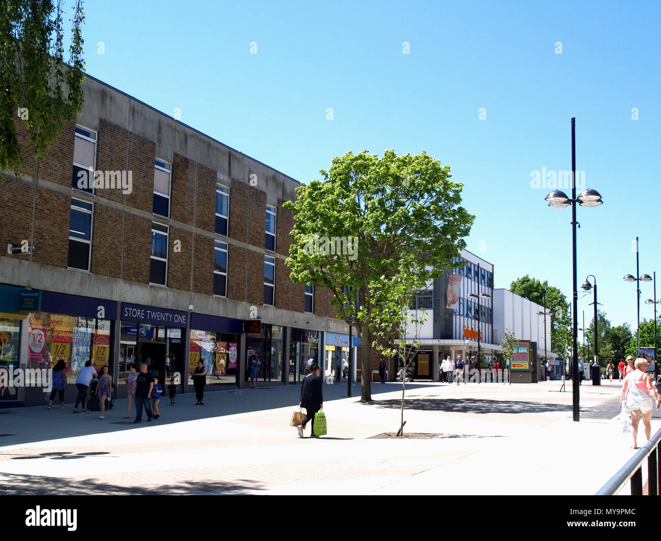 Almost deserted shopping centre in Bitterne Village Shopping Precinct