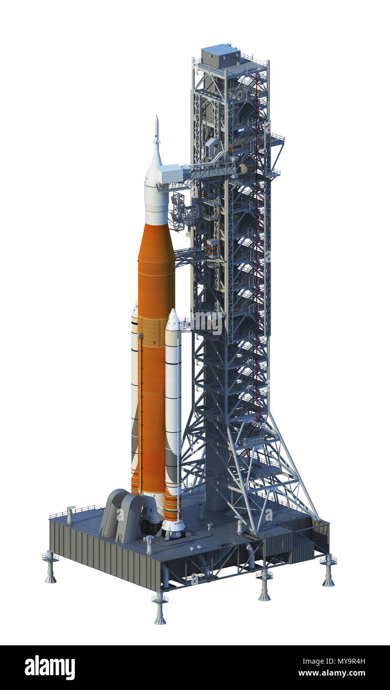Space Launch System On Launchpad Over White Background Stock Photo - Alamy