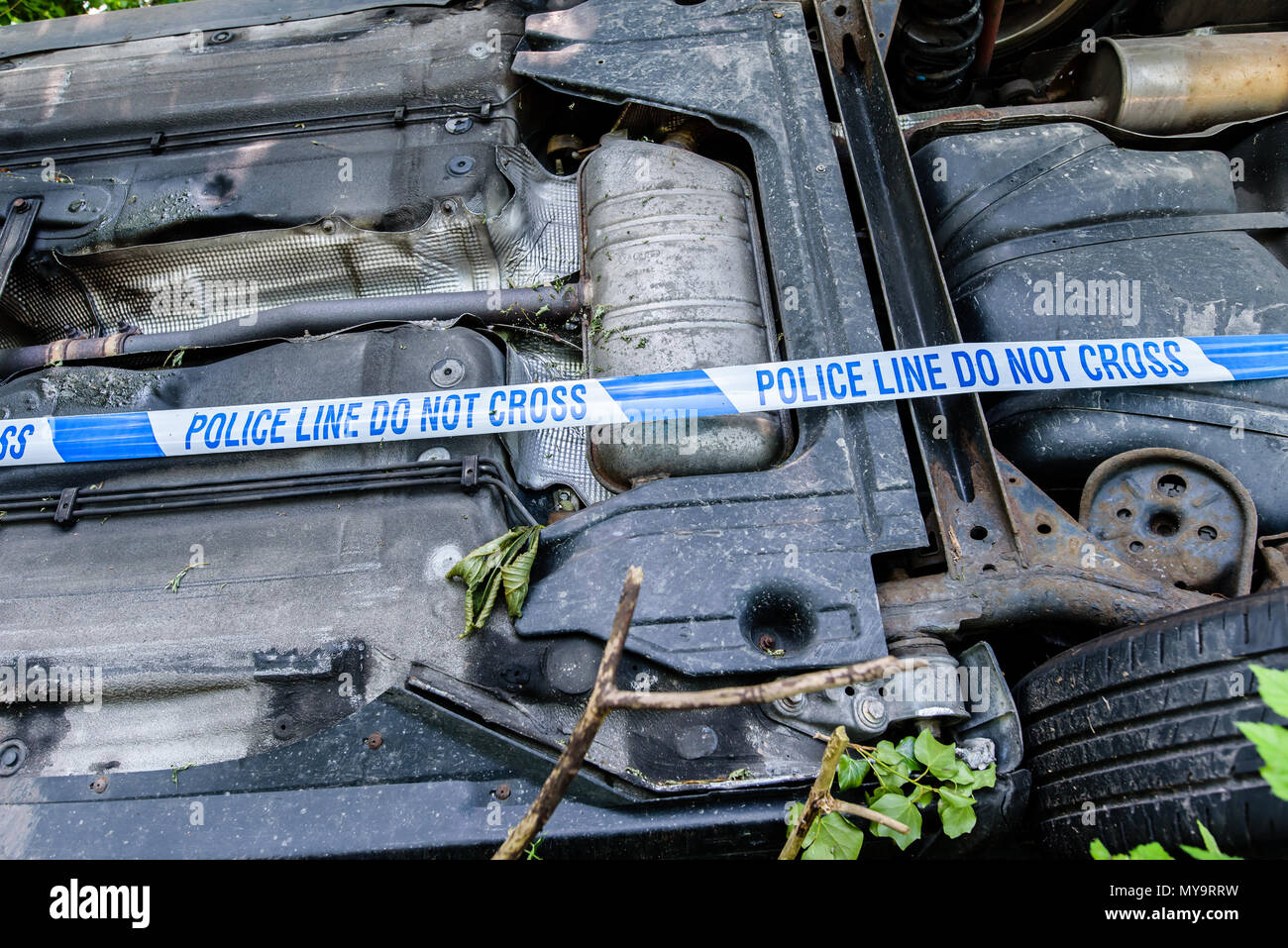 Car flipped on side hires stock photography and images Alamy