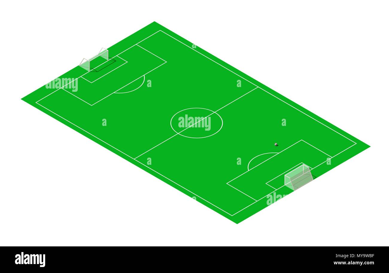 Vector football and soccer sport field isometric. Stock Vector