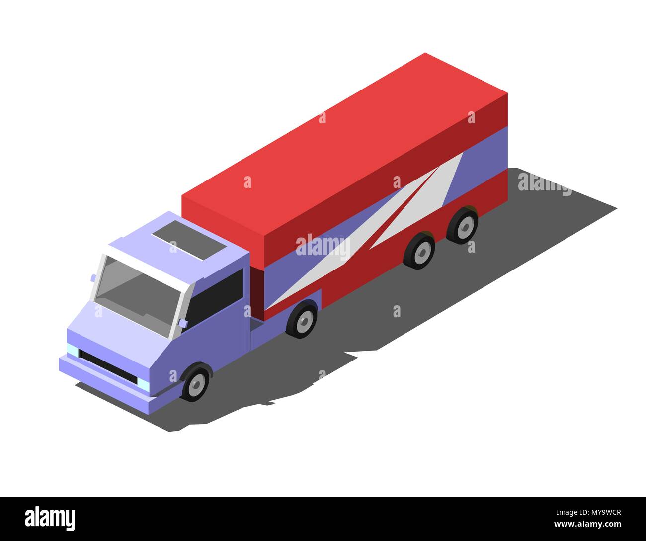 Cargo truck trailer with container. Isometric vector illustration isolated on white background. Stock Vector