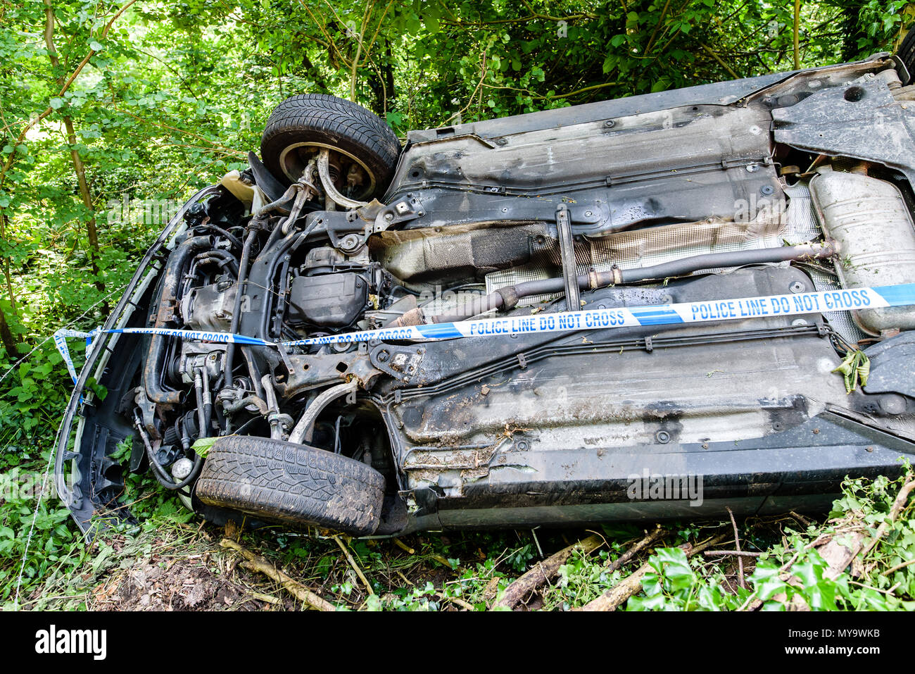 Car flipped on side hires stock photography and images Alamy