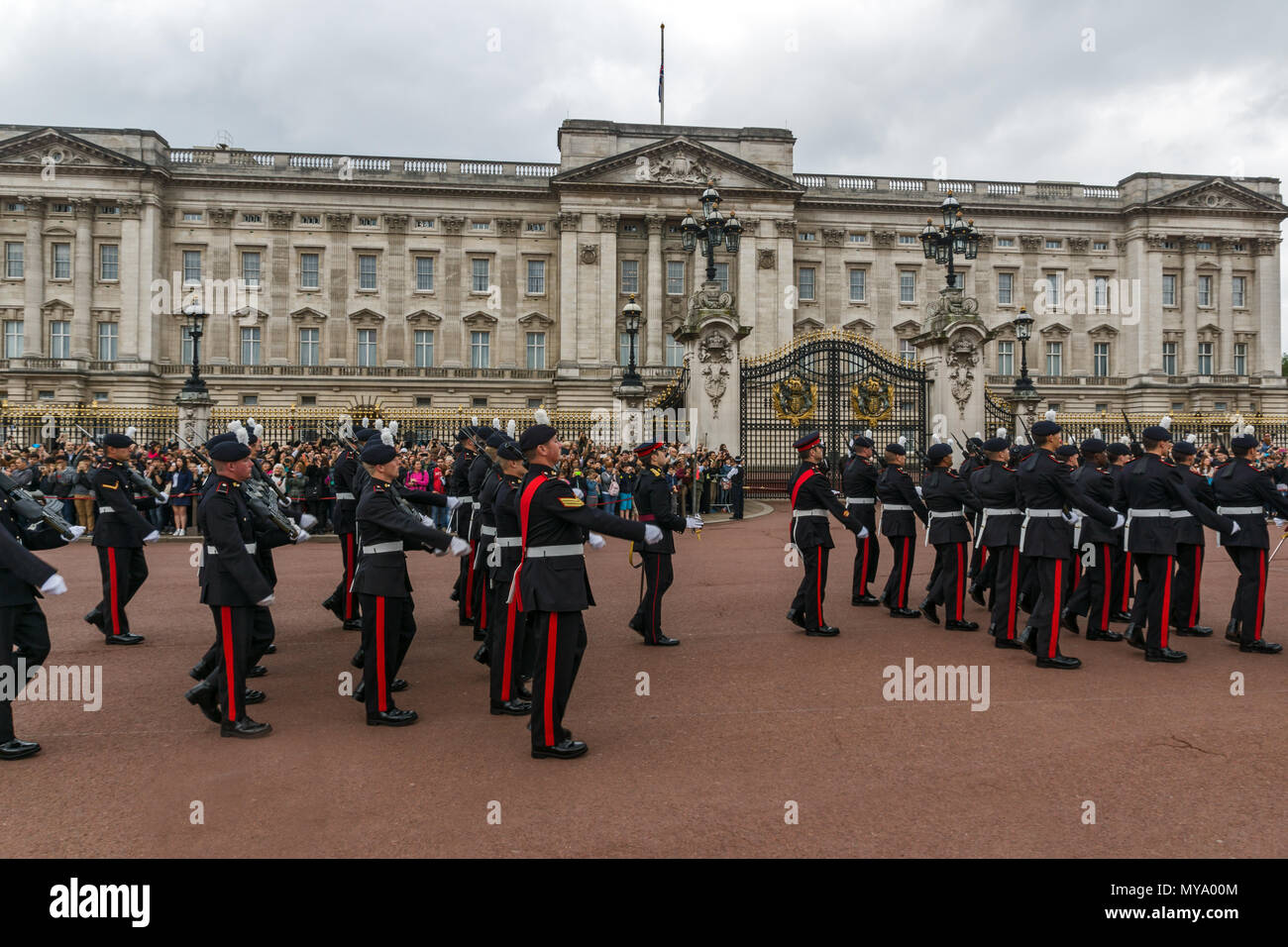 Britain Guard LONDON, ENGLAND - JUNE 17 2016: British Royal guards perform the ...