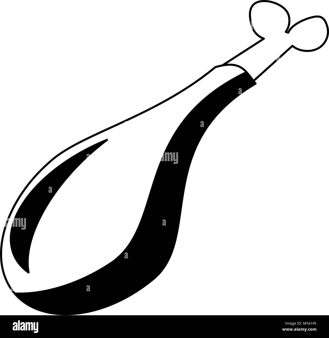 Chicken thigh isolated in black and white colors Stock Vector Image