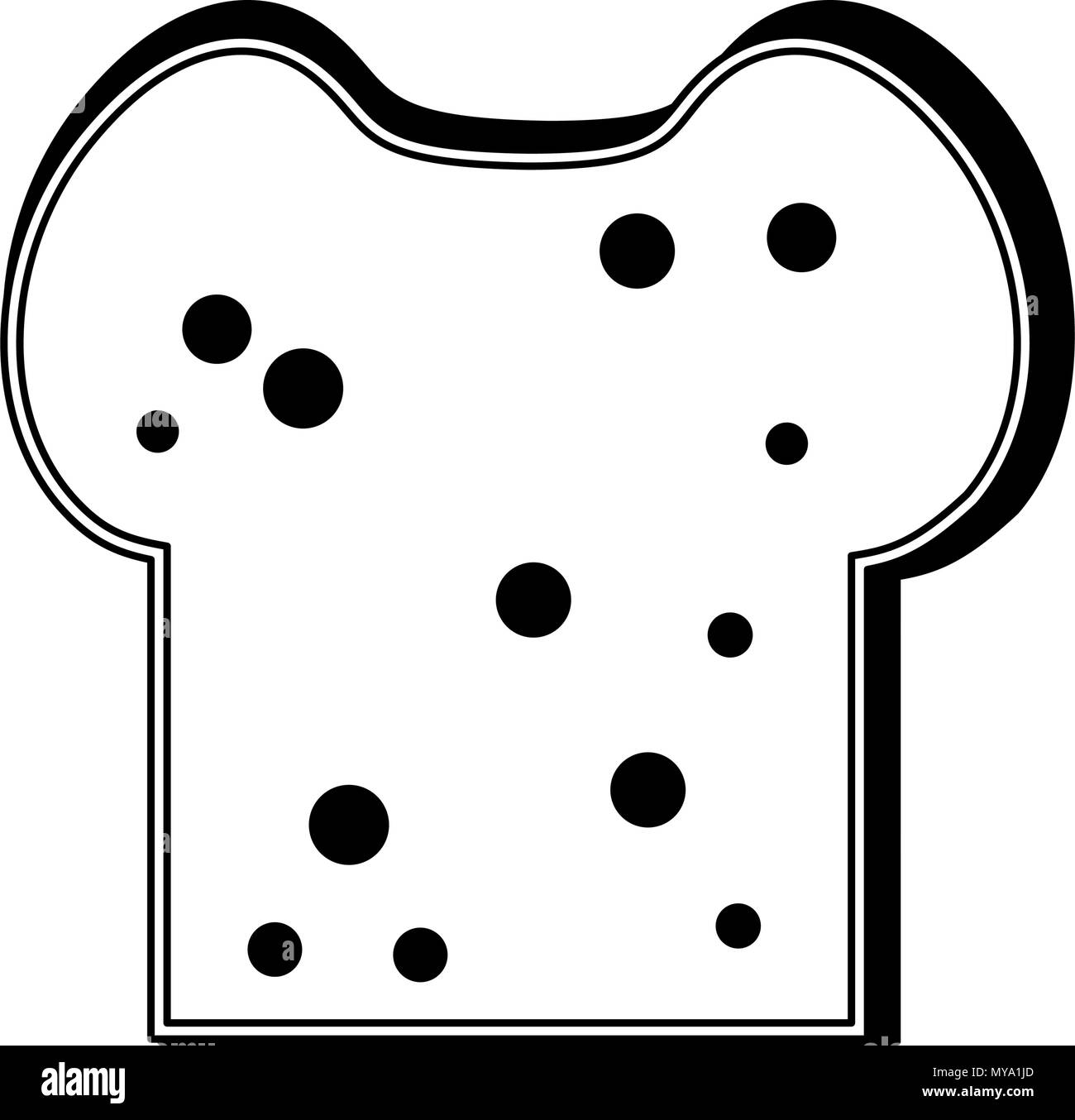 Delicious bread slice in black and white colors Stock Vector Image ...