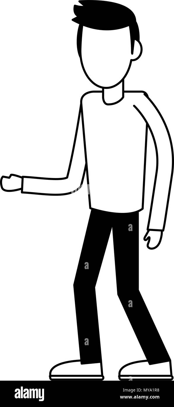 Young man cartoon in black and white colors Stock Vector Image & Art ...