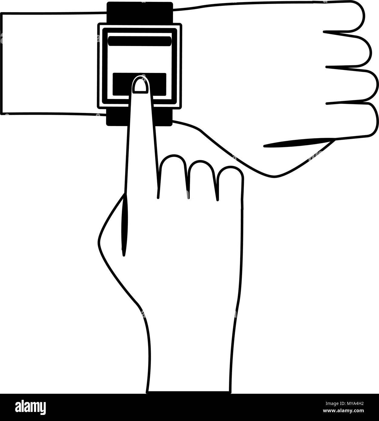 Arm with smartwatch in black and white Stock Vector Image & Art Alamy