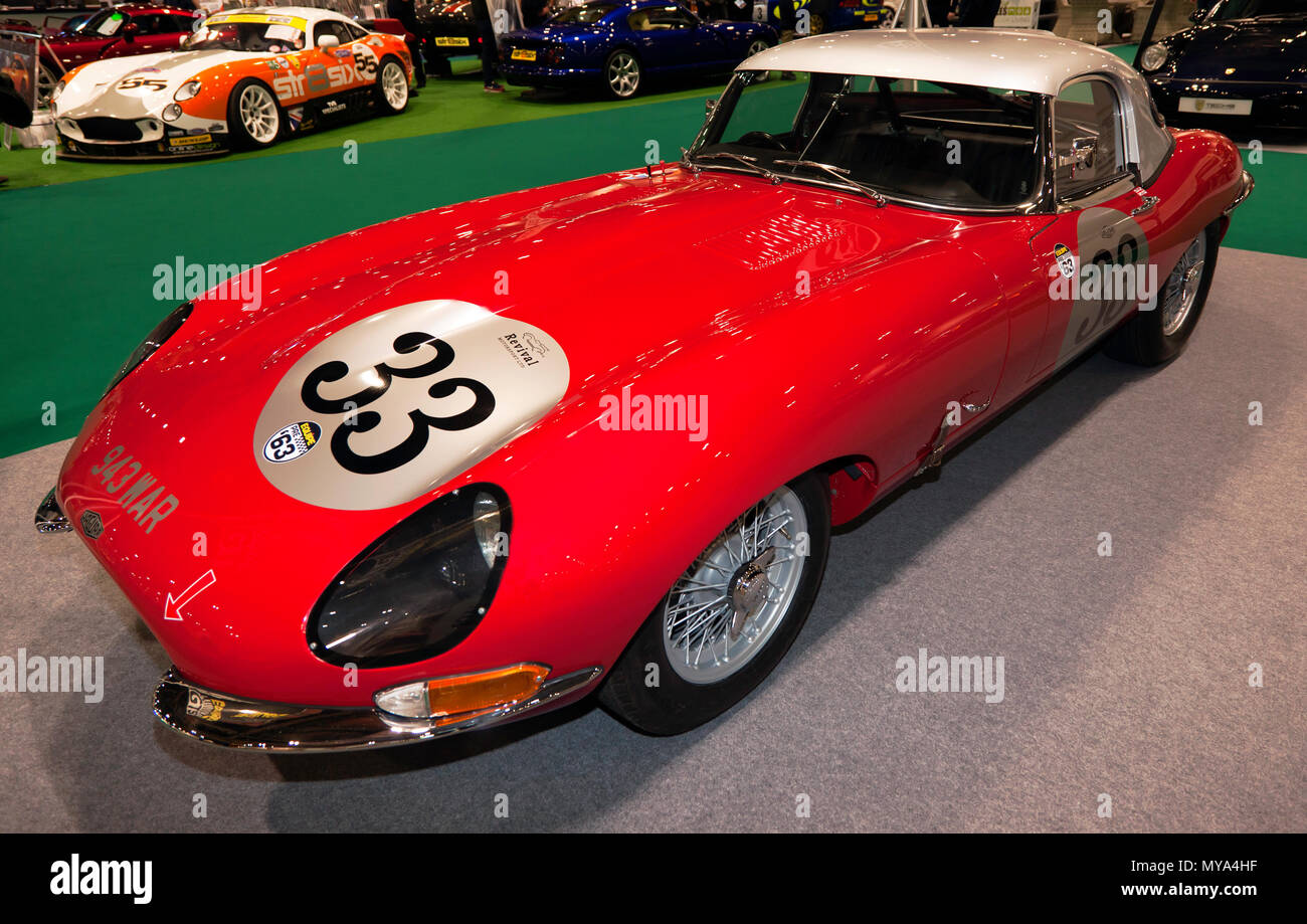 Three-Quarter front view of a 1963, Jaguar E-Type, on display at the ...