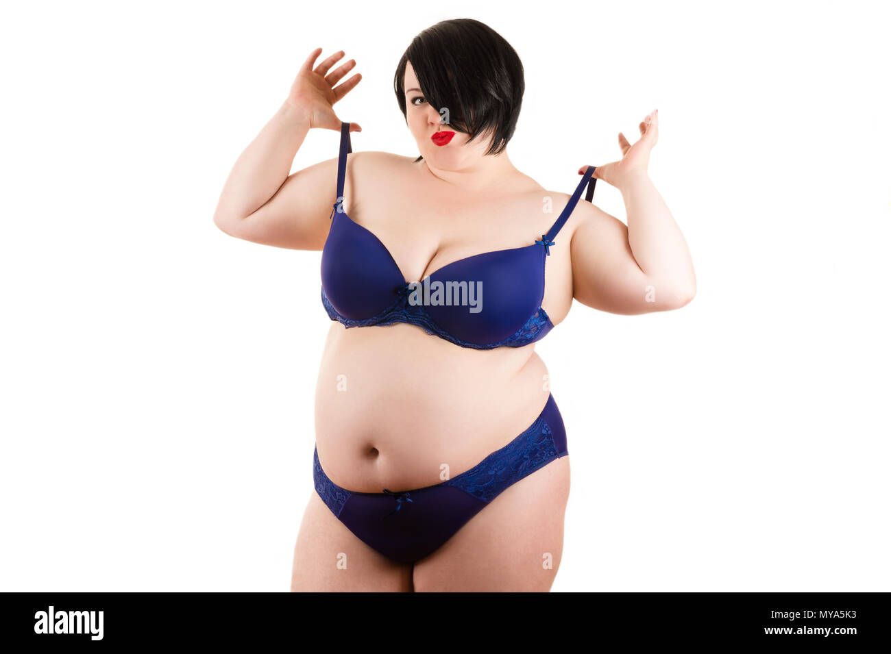 charming fat woman with big breasts in lingerie Stock Photo - Alamy
