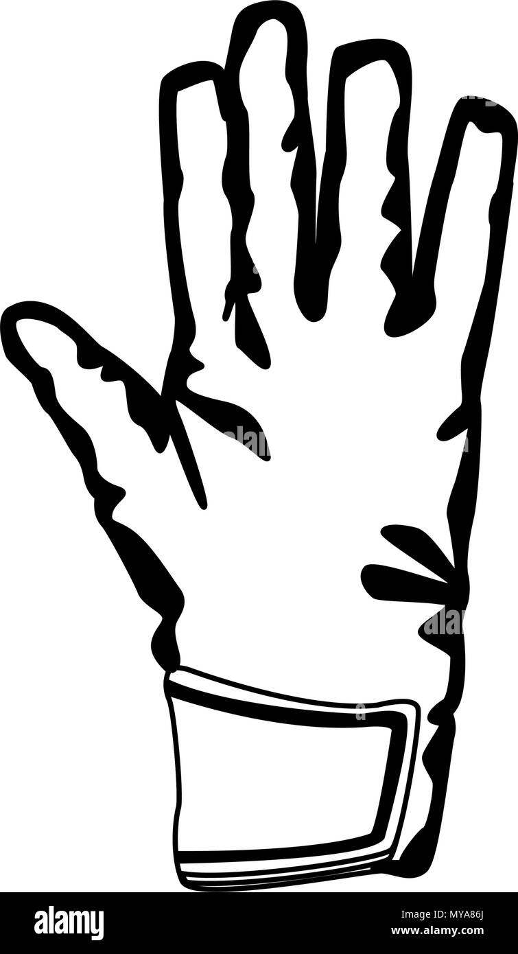 Goalkeeper glove isolated in black and white Stock Vector