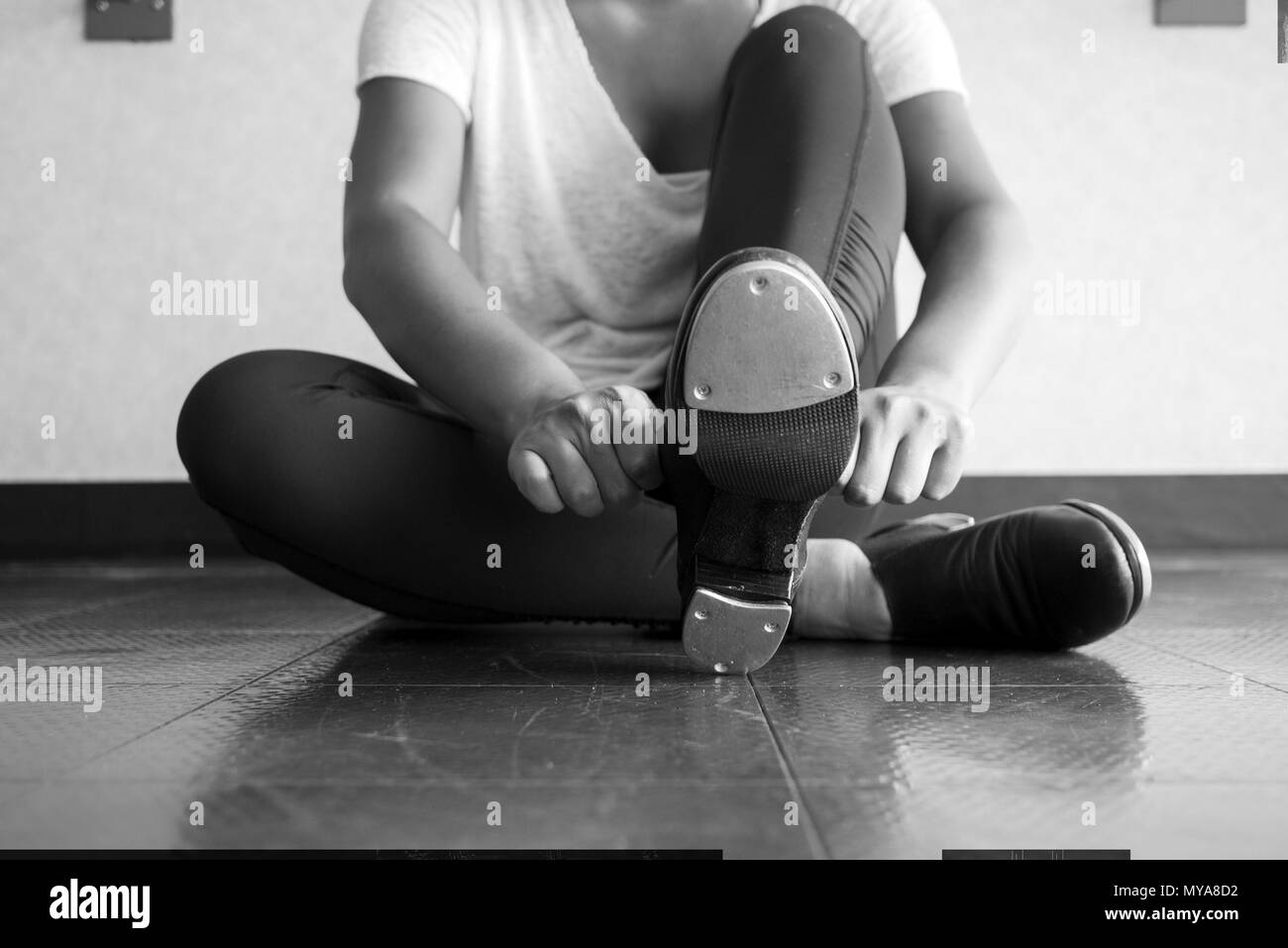 White tap shoes Black and White Stock Photos & Images - Alamy