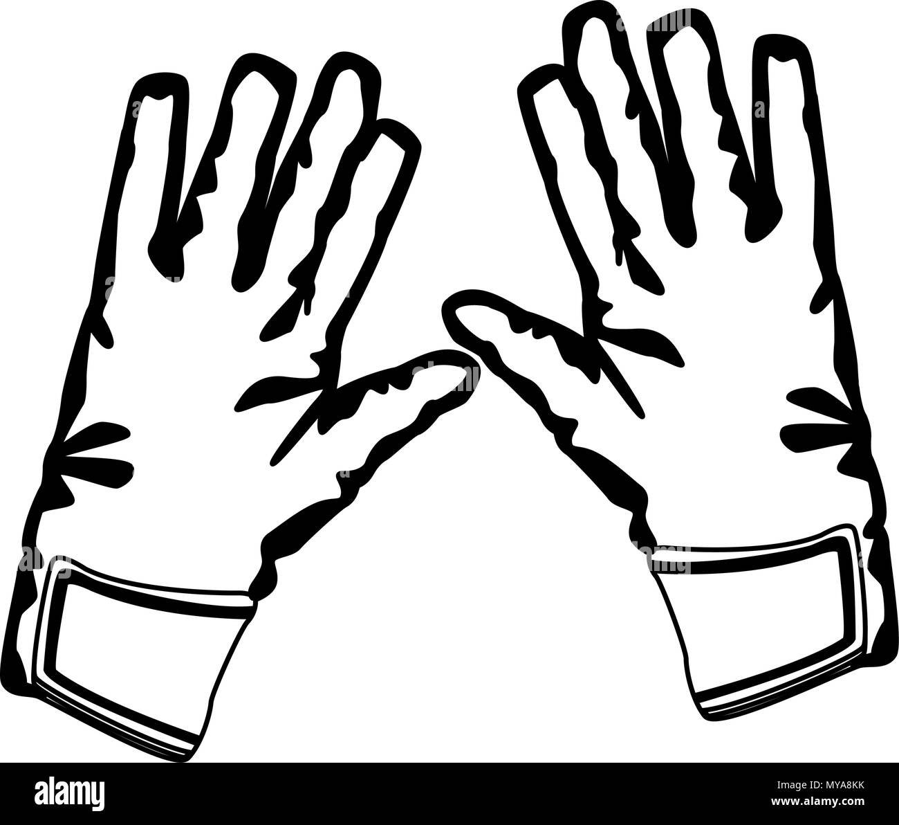 Goalkeeper gloves isolated in black and white Stock Vector