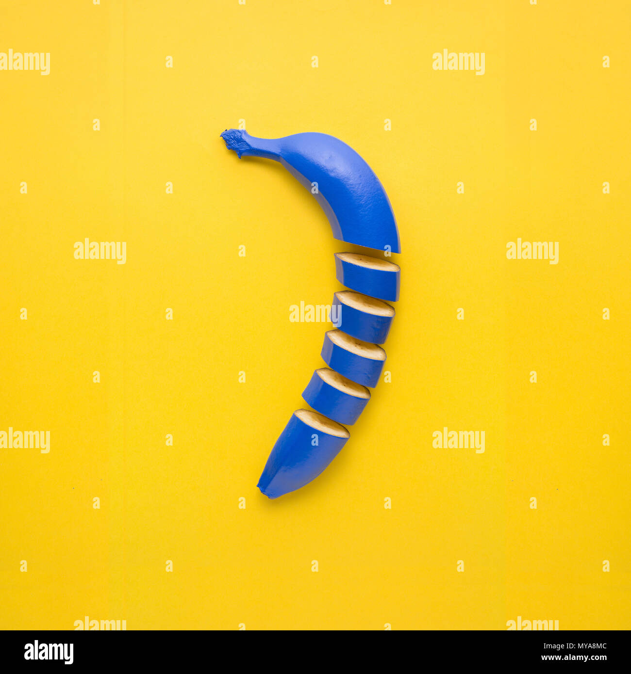 Download Creative Still Life Photo Of Cut Blue Banana On Yellow Background Stock Photo Alamy PSD Mockup Templates