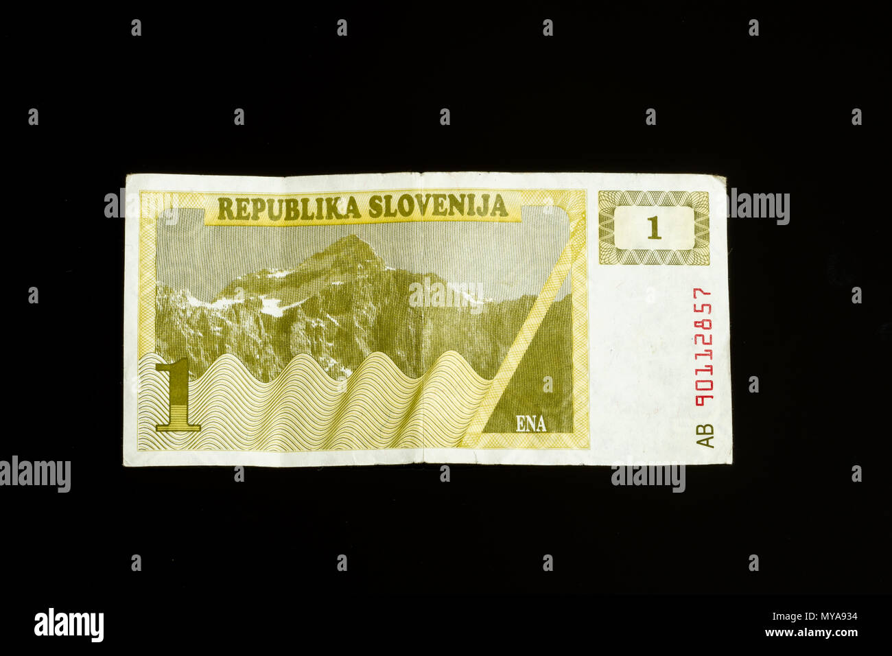 Tollar One 1 tolar bill of Slovenia, first paper bank note introduced after ...