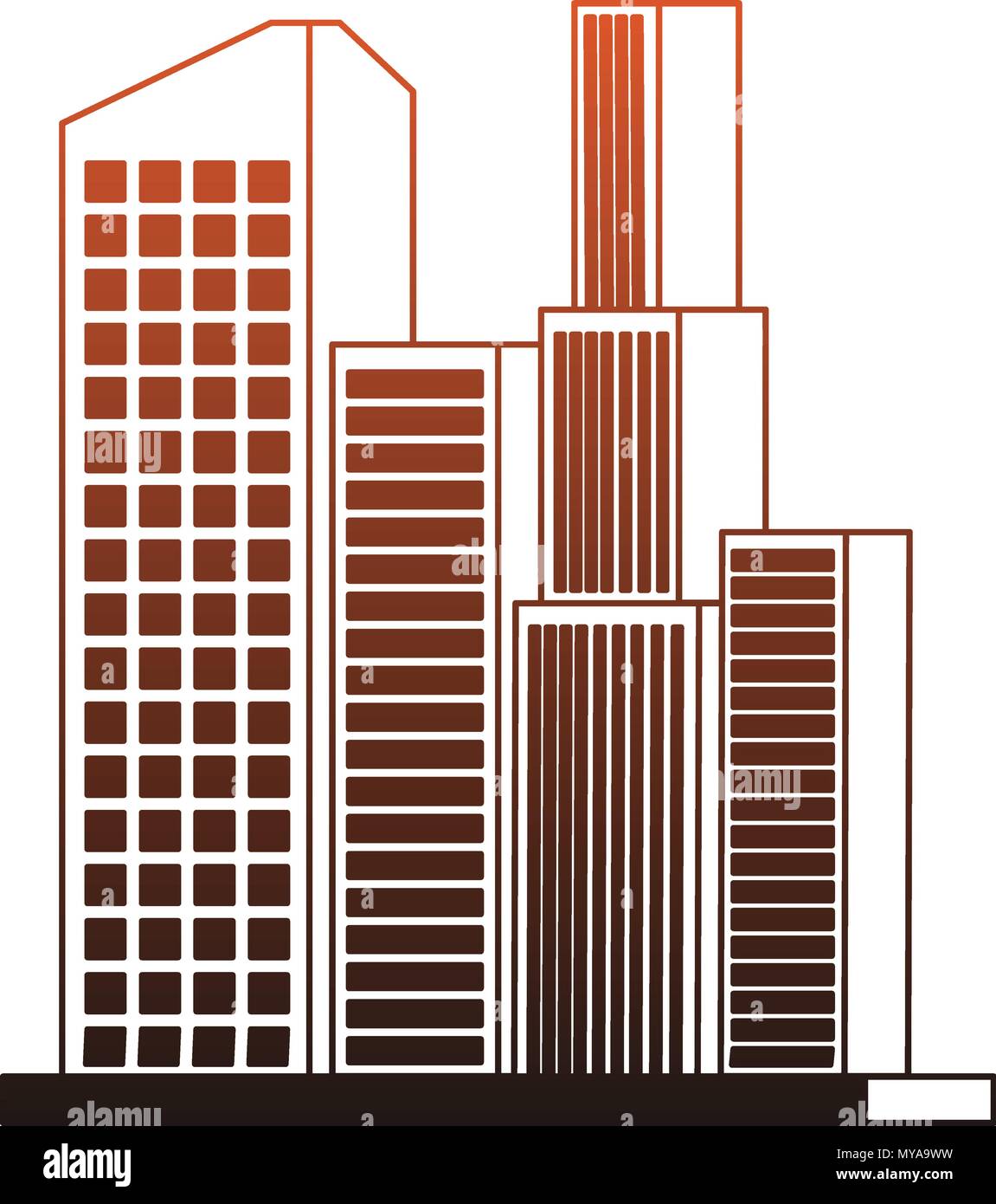 Urban buildings isolated red lines Stock Vector Image & Art - Alamy